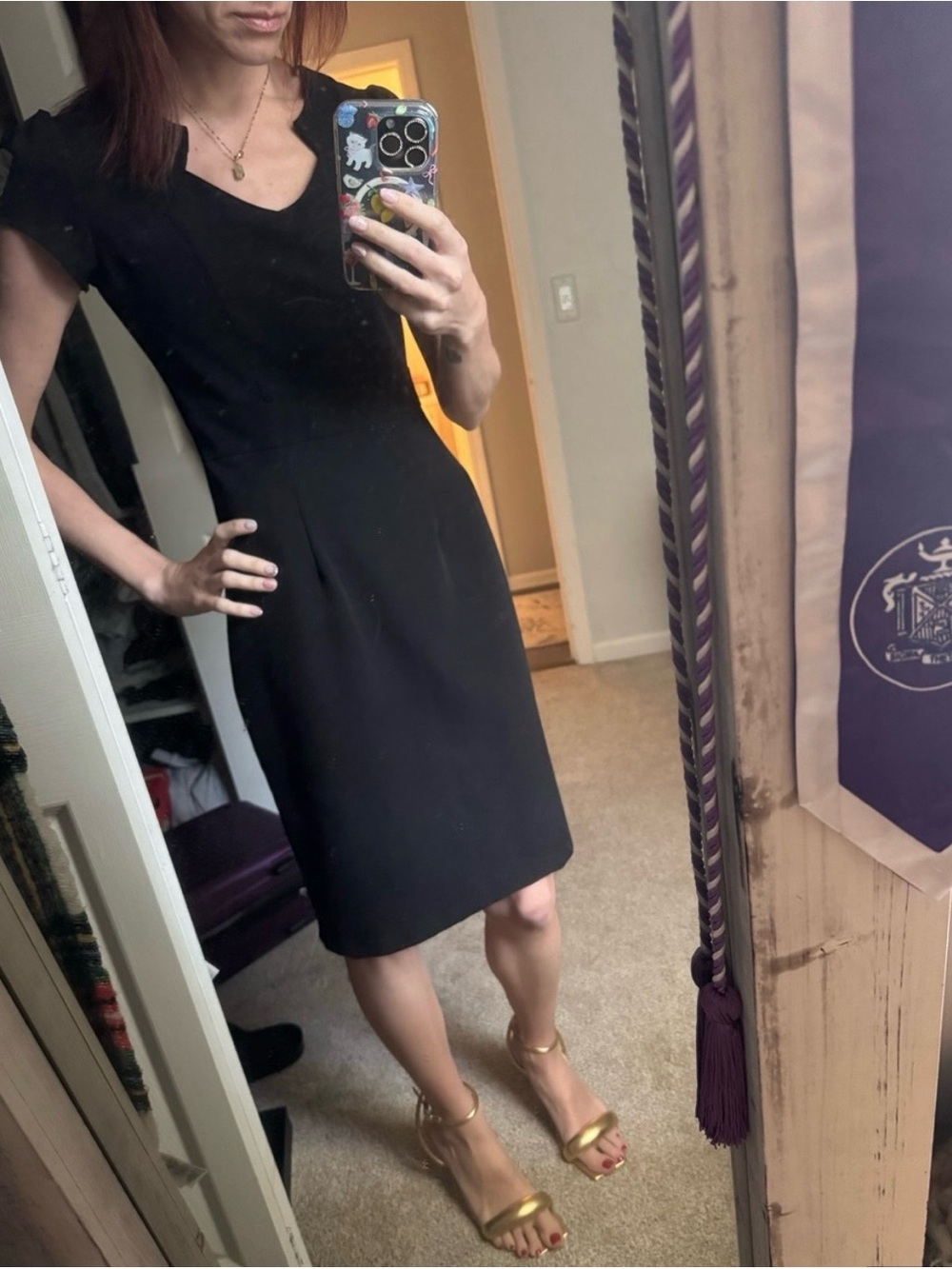 Céline by Champion Black Cap Sleeve Sheath Dress Fits Size XS/S